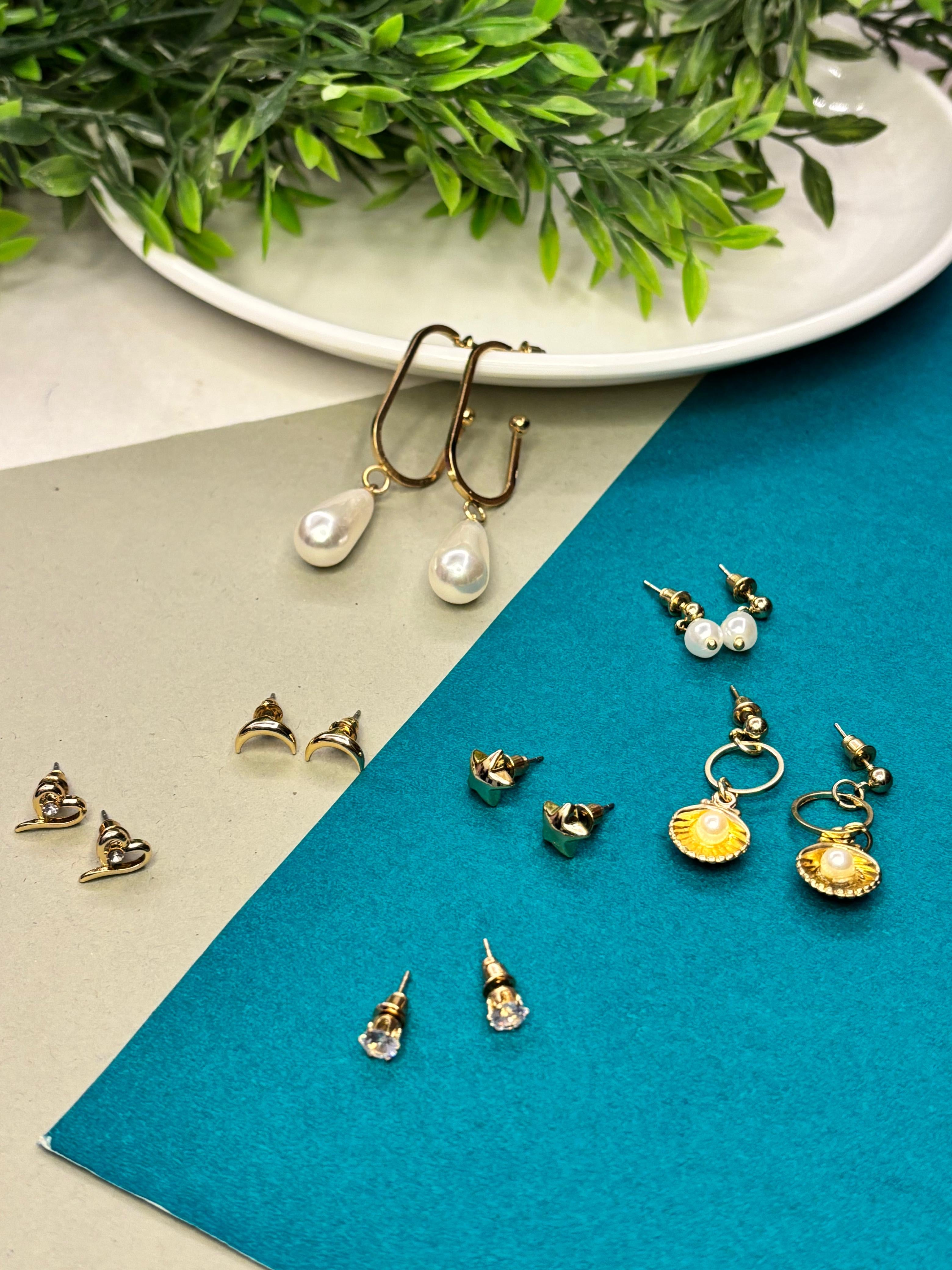 Jewel rasta gold tone earring set - 6 pairs every day elegance