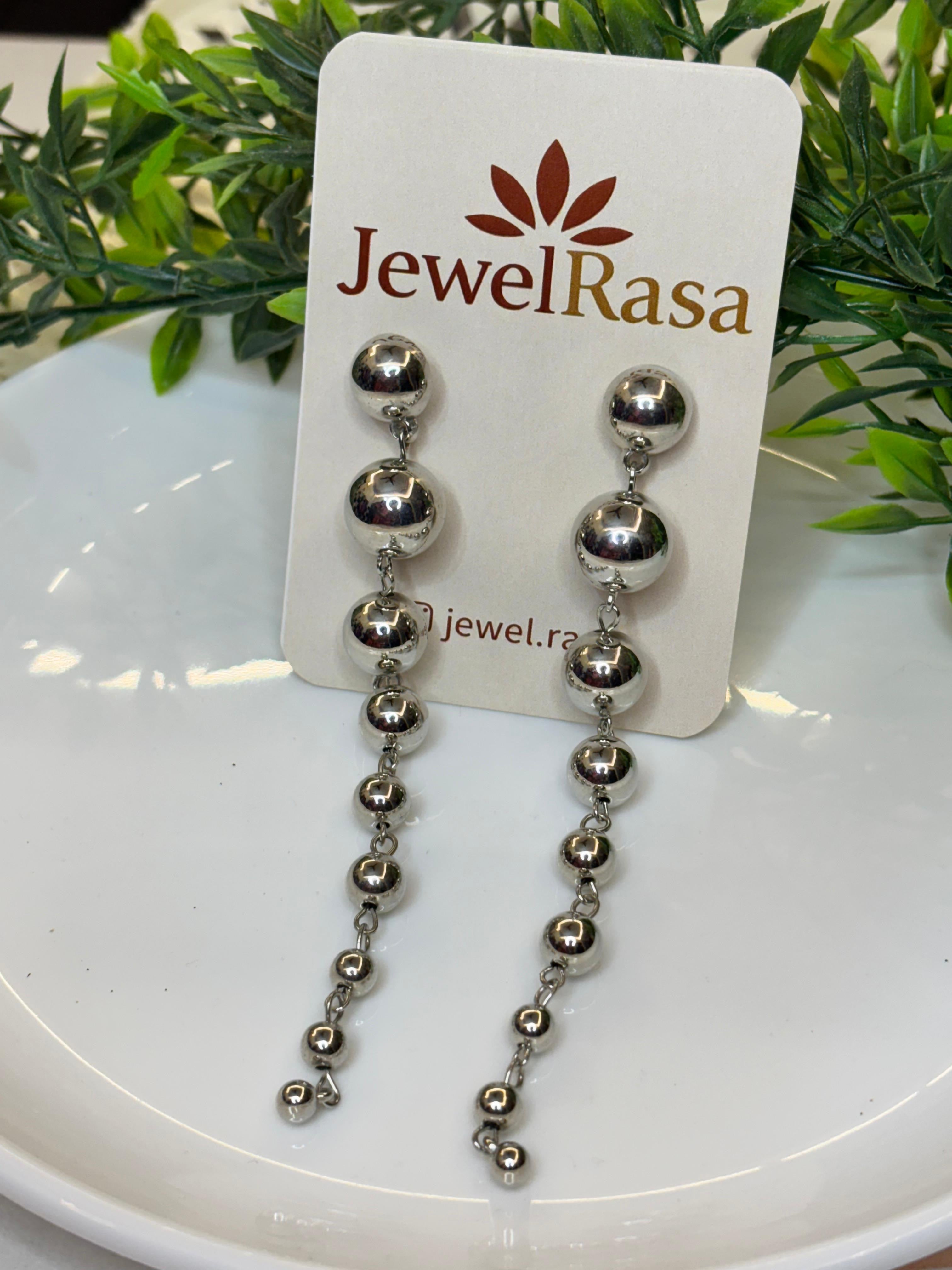 Silver Ball Drop Dangle Earrings