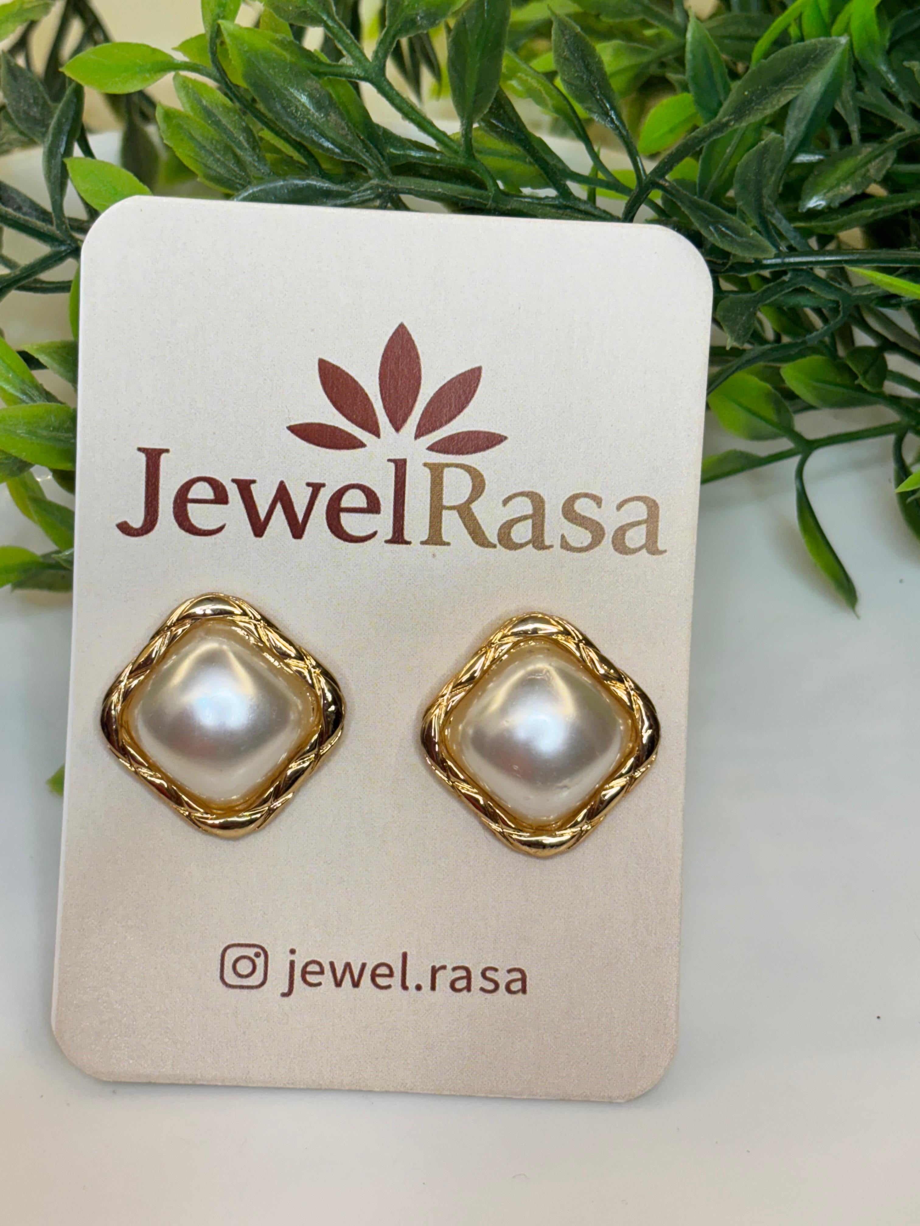 Vintage pearl frame, stud earring, timeless elegance