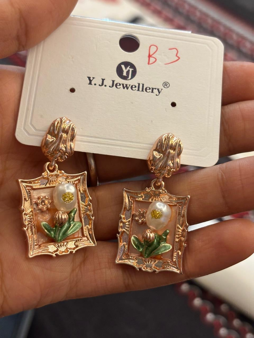 Vintage Floral Frame Drop Earrings - Artistic statement jewellery.