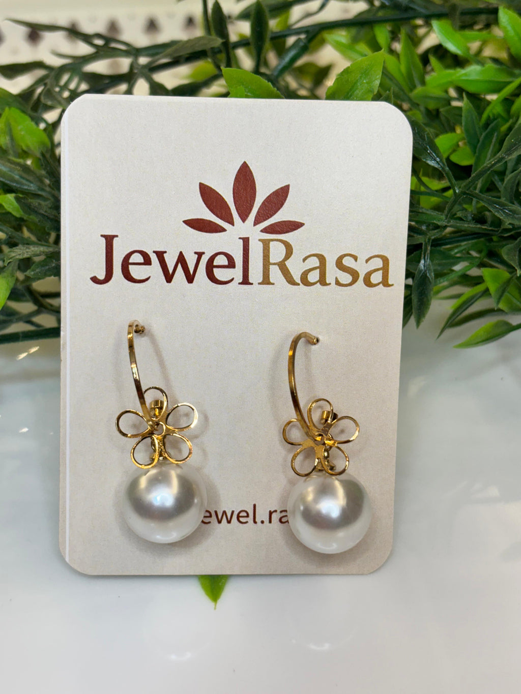 Elegant floral pearl drop earrings