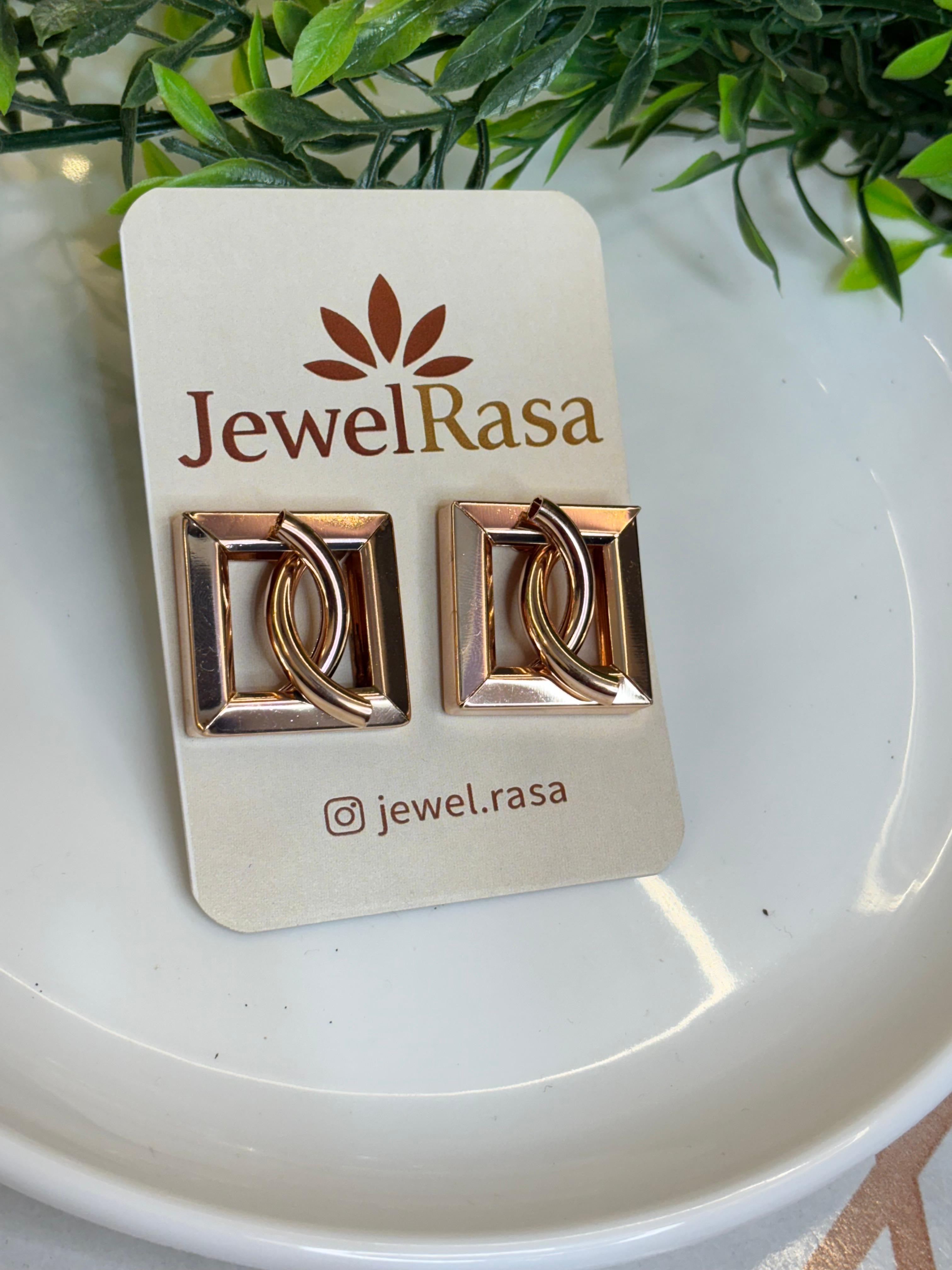 Geometric statement, stud earrings, bold and modern