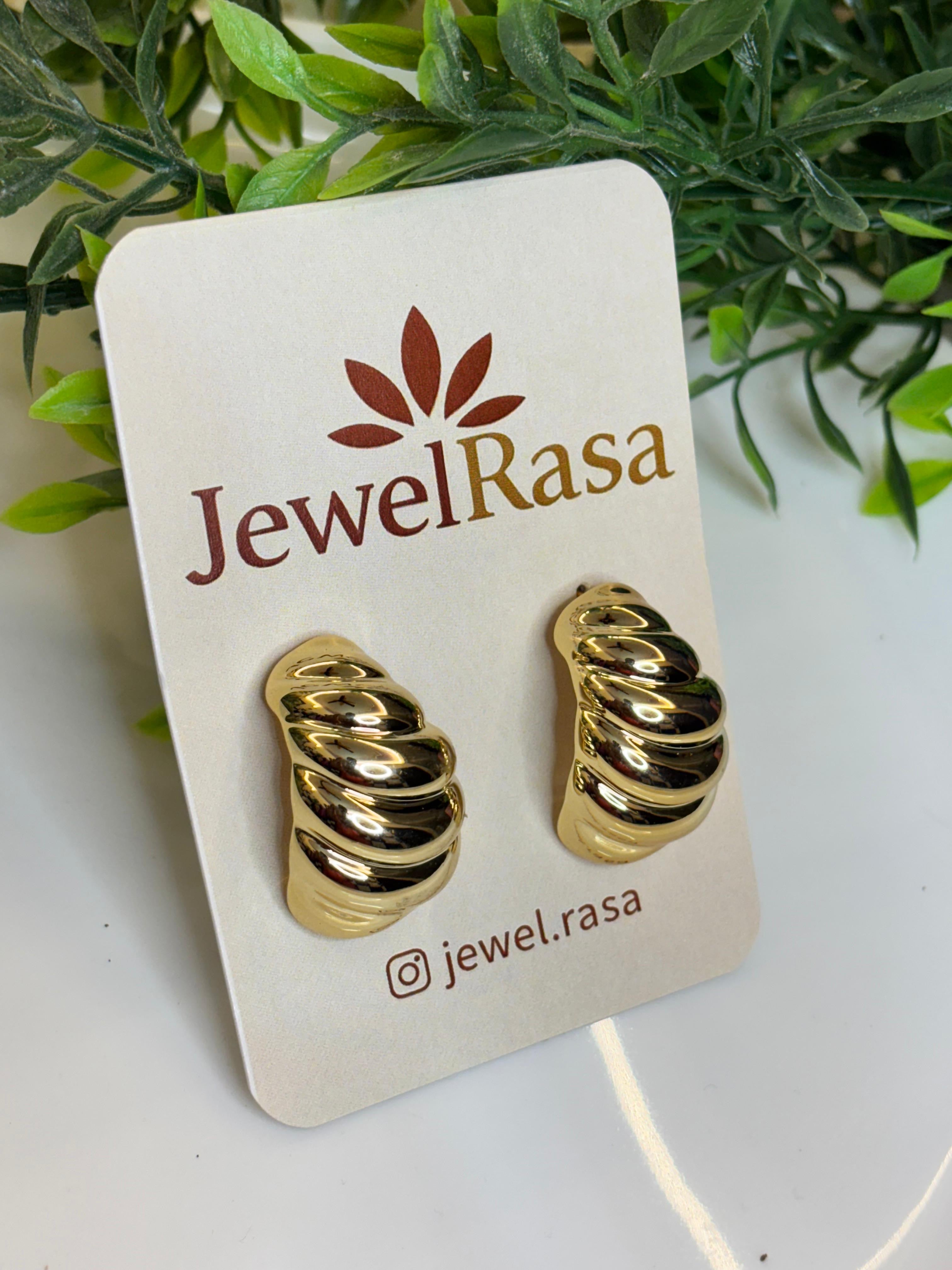 Golden Spiral Dome Statement Earrings