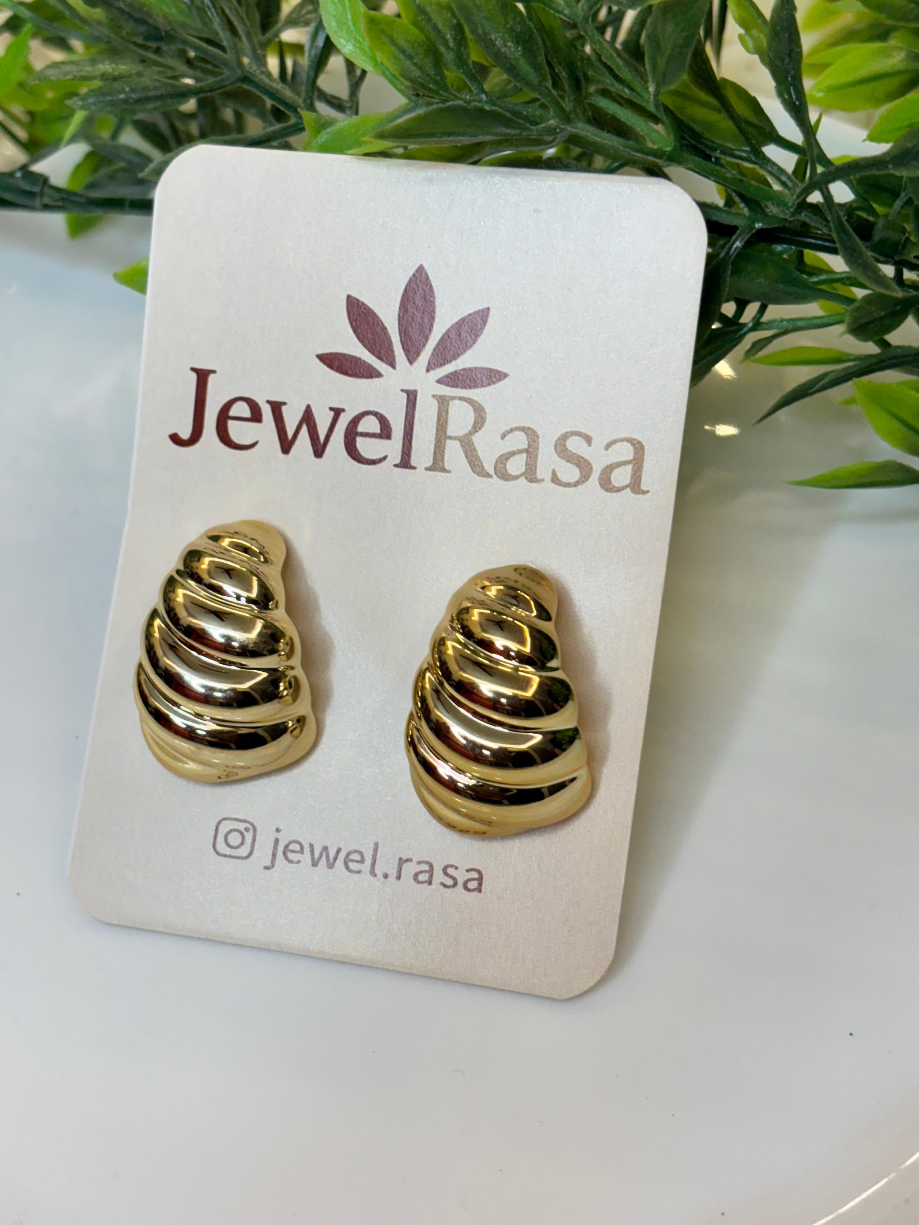 Golden Spiral Dome Statement Earrings