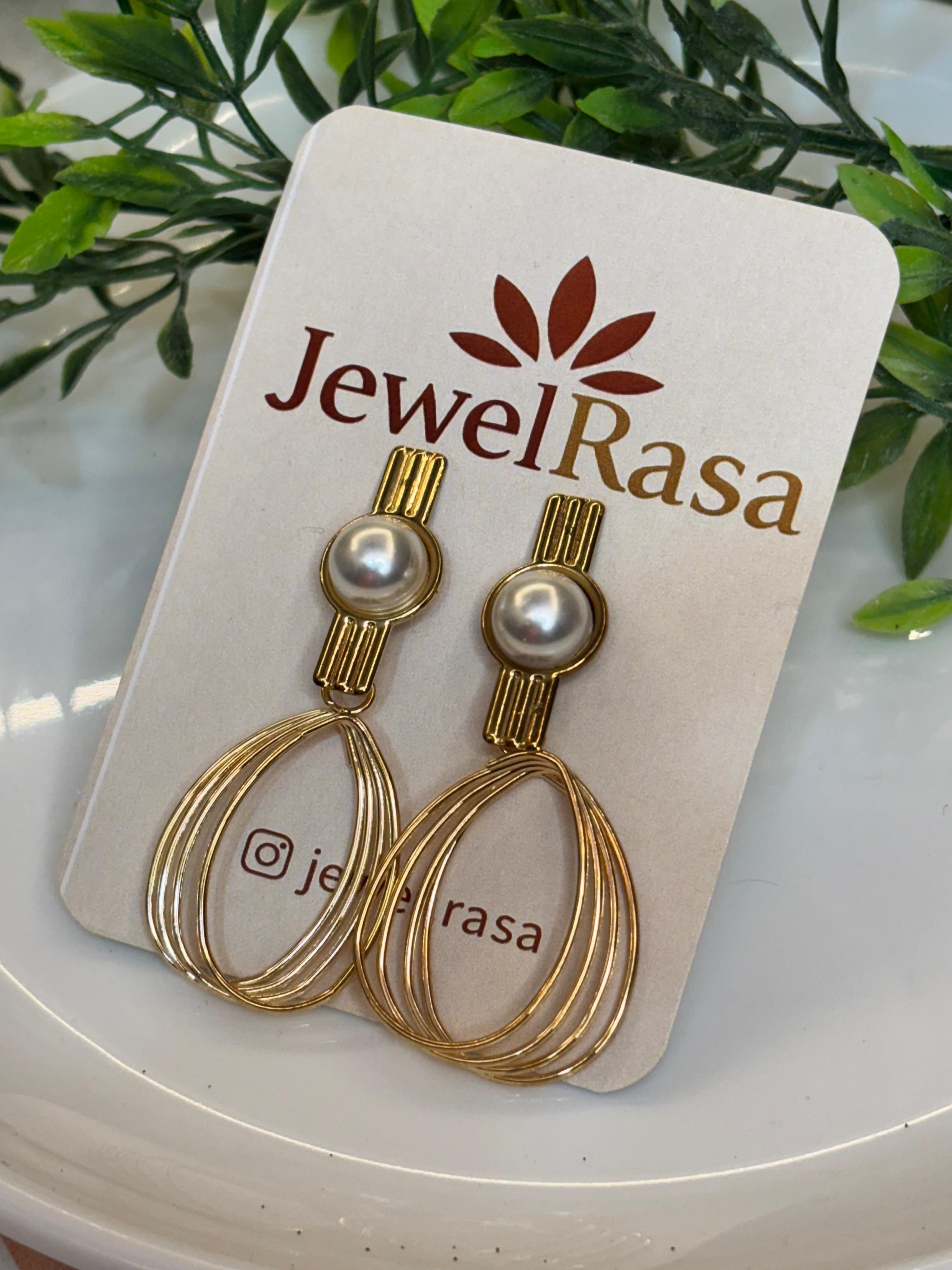 Pearl accent hoop drop earrings modern chic