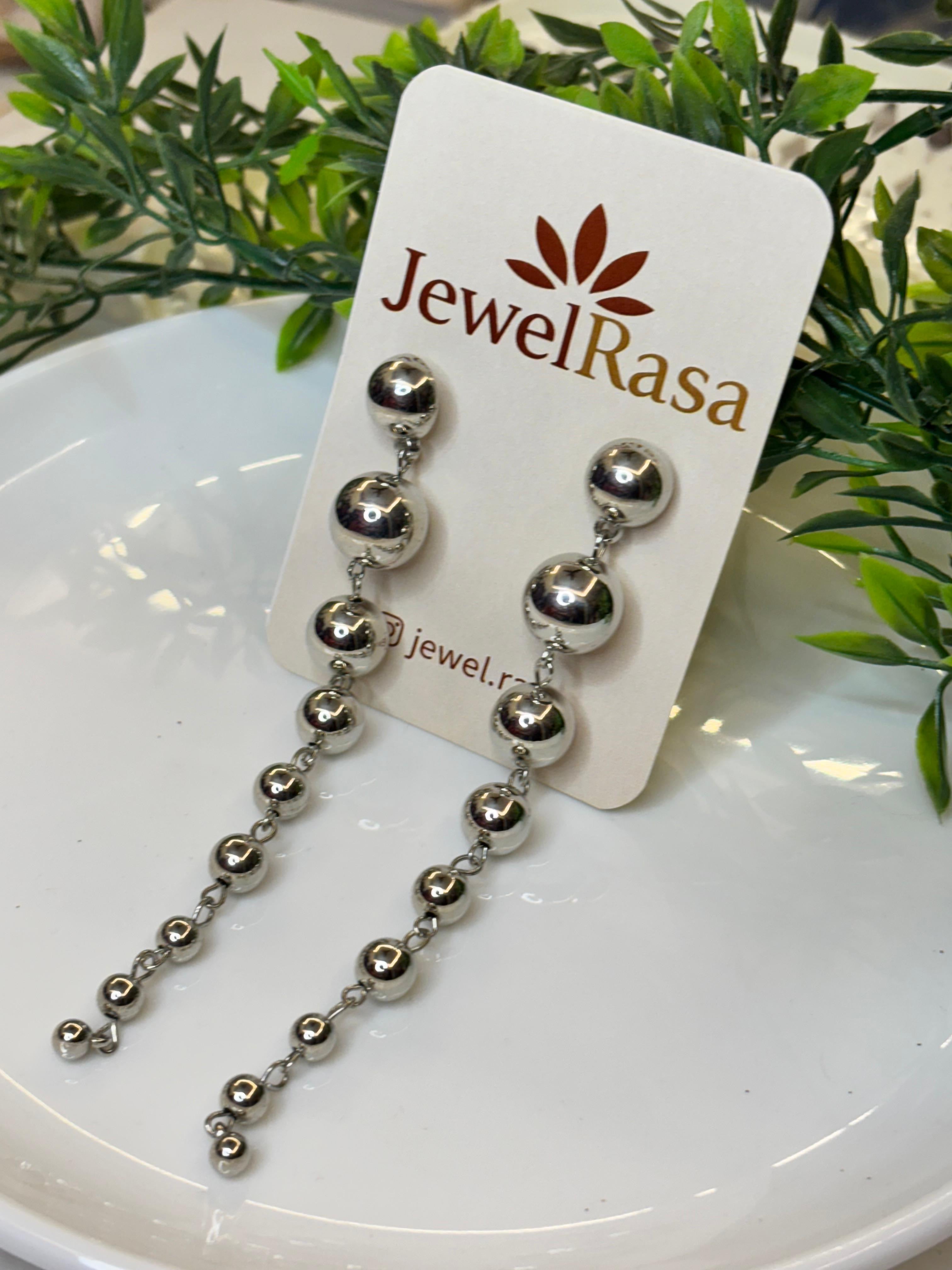 Silver Ball Drop Dangle Earrings