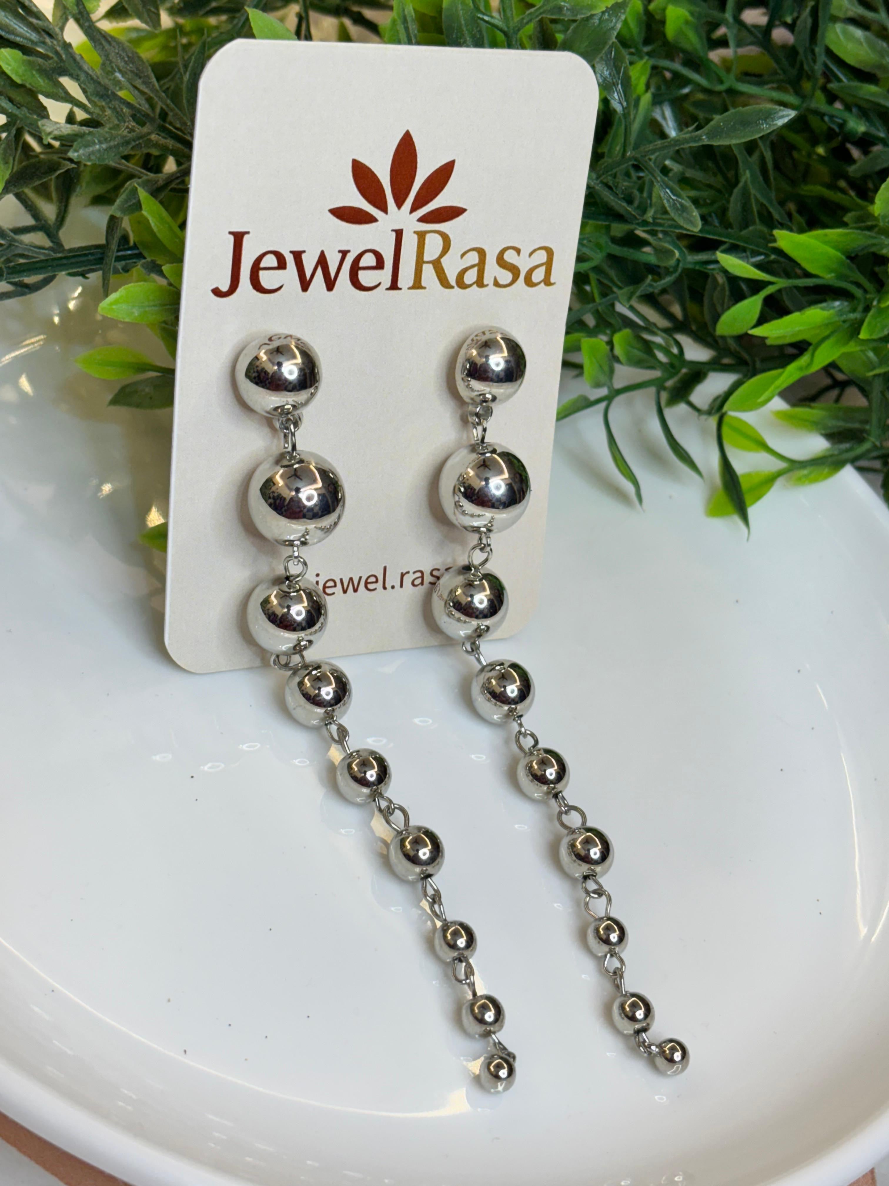 Silver Ball Drop Dangle Earrings