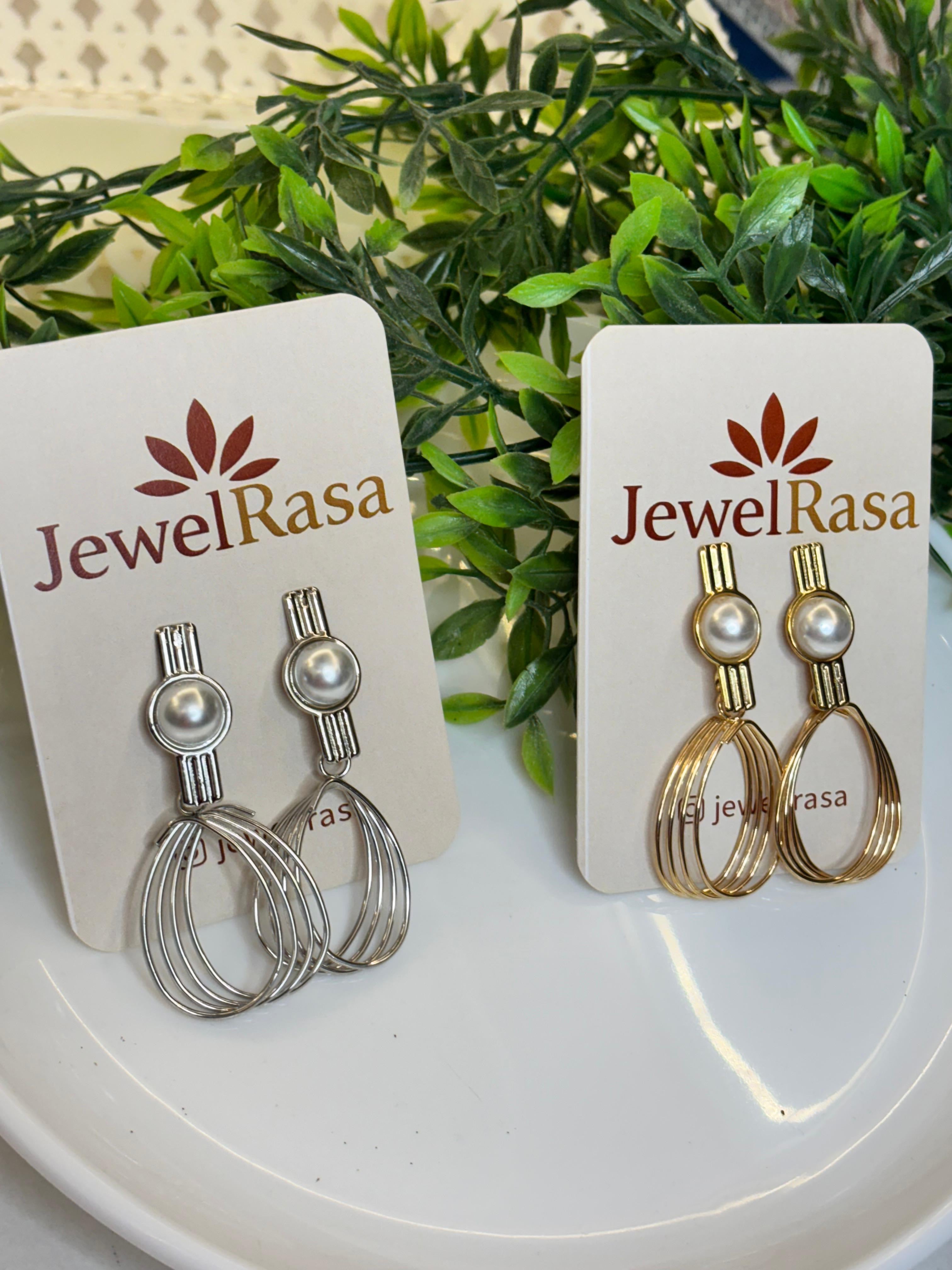 Pearl accent hoop drop earrings modern chic