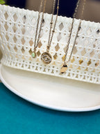 Gold charm, pendant necklace, set, minimal luxe collection