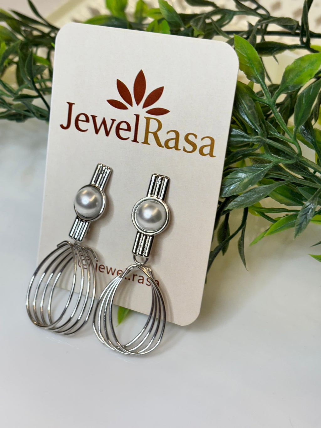 Pearl accent hoop drop earrings modern chic