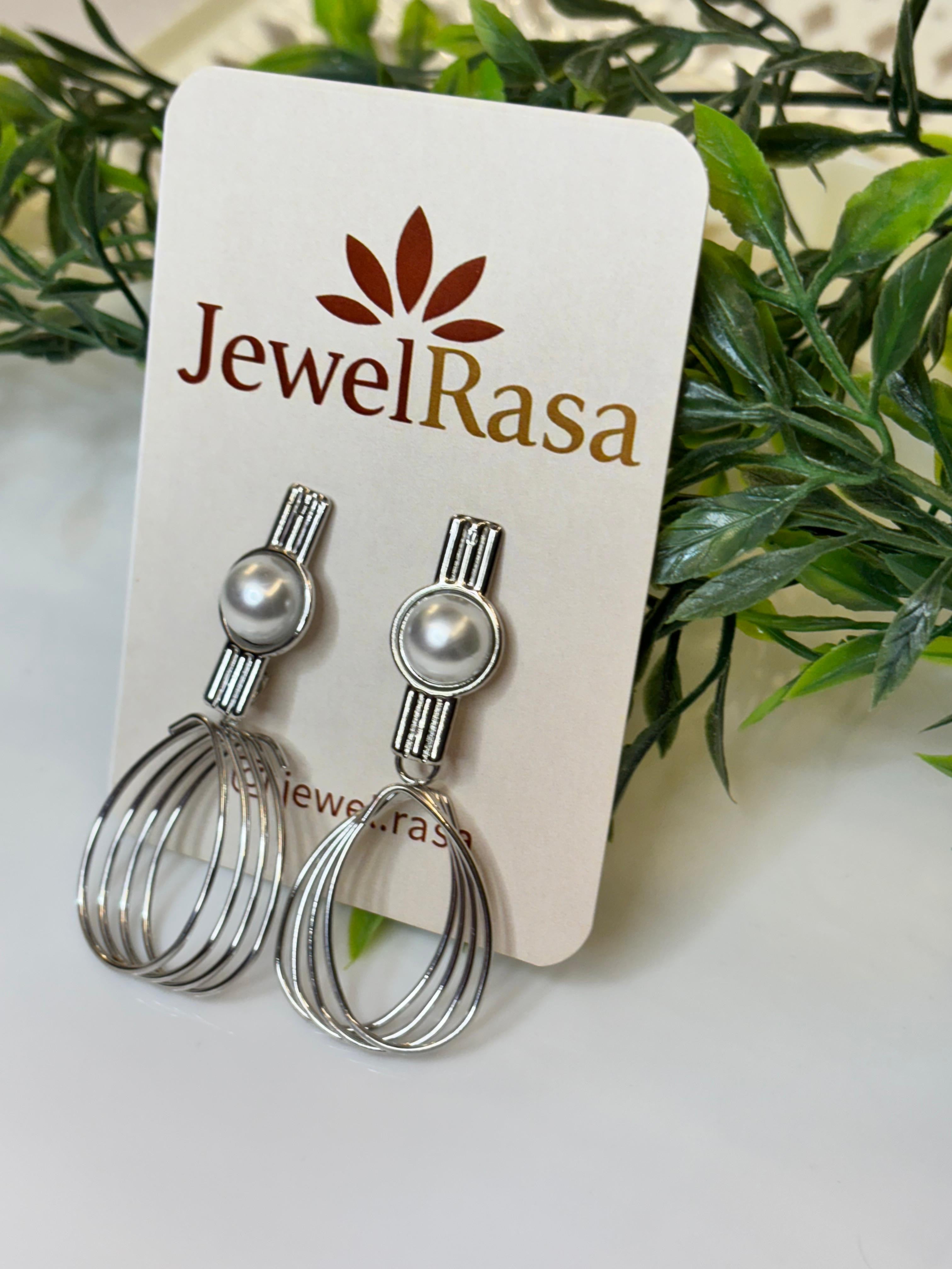 Pearl accent hoop drop earrings modern chic