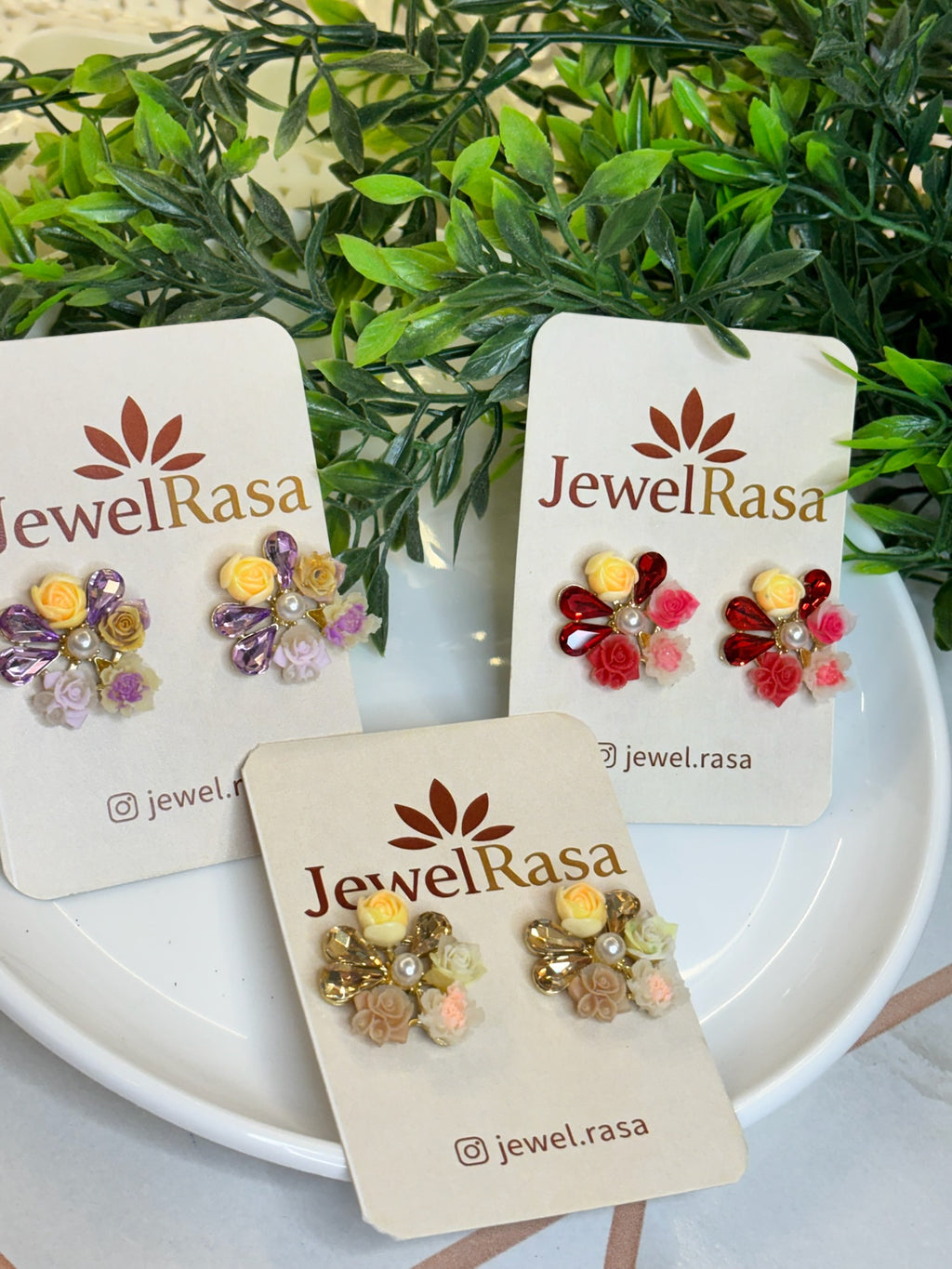 Blossom charm, floral stud earrings, handmade elegance