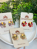 Blossom charm, floral stud earrings, handmade elegance