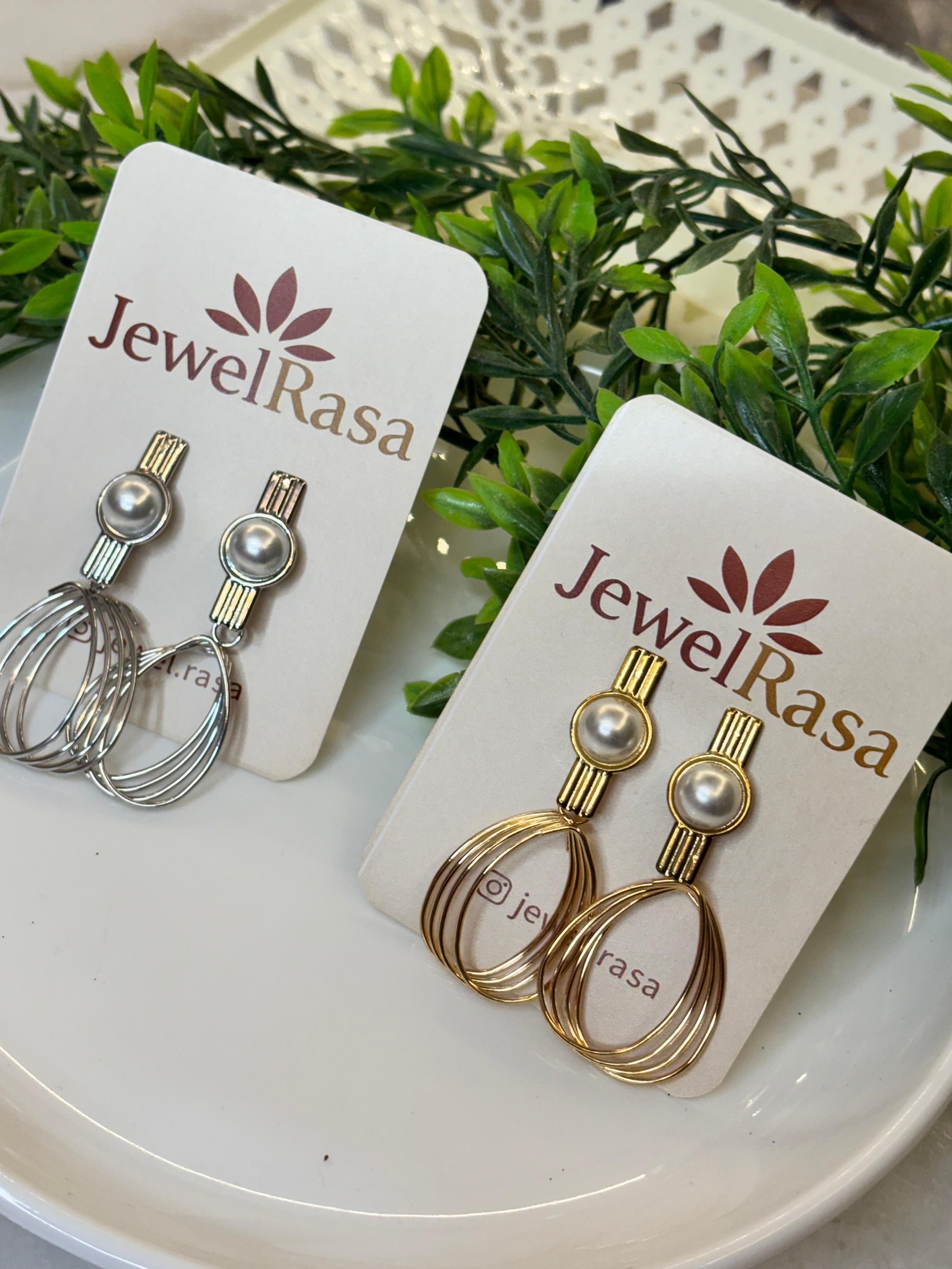 Pearl accent hoop drop earrings modern chic