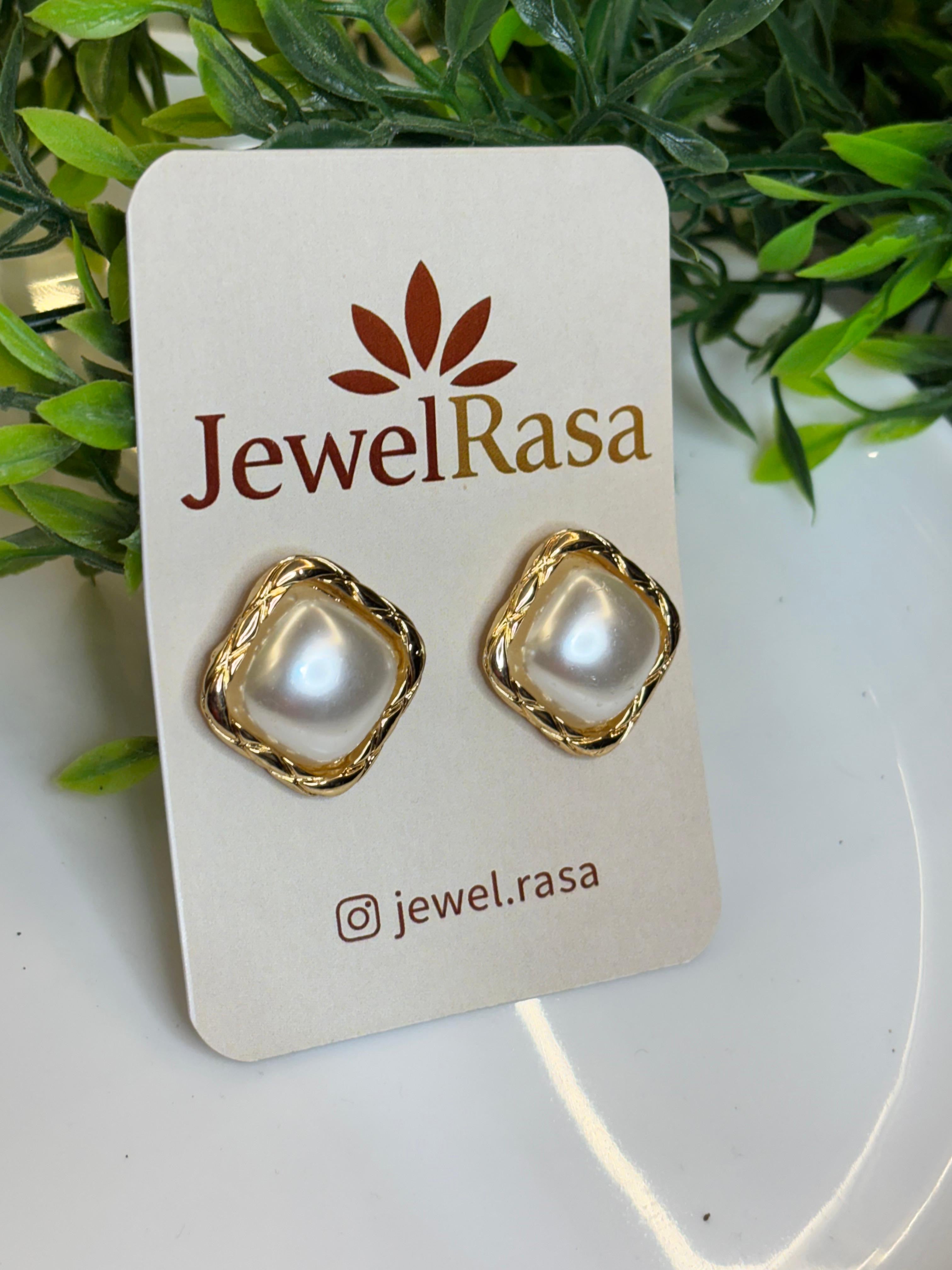 Vintage pearl frame, stud earring, timeless elegance