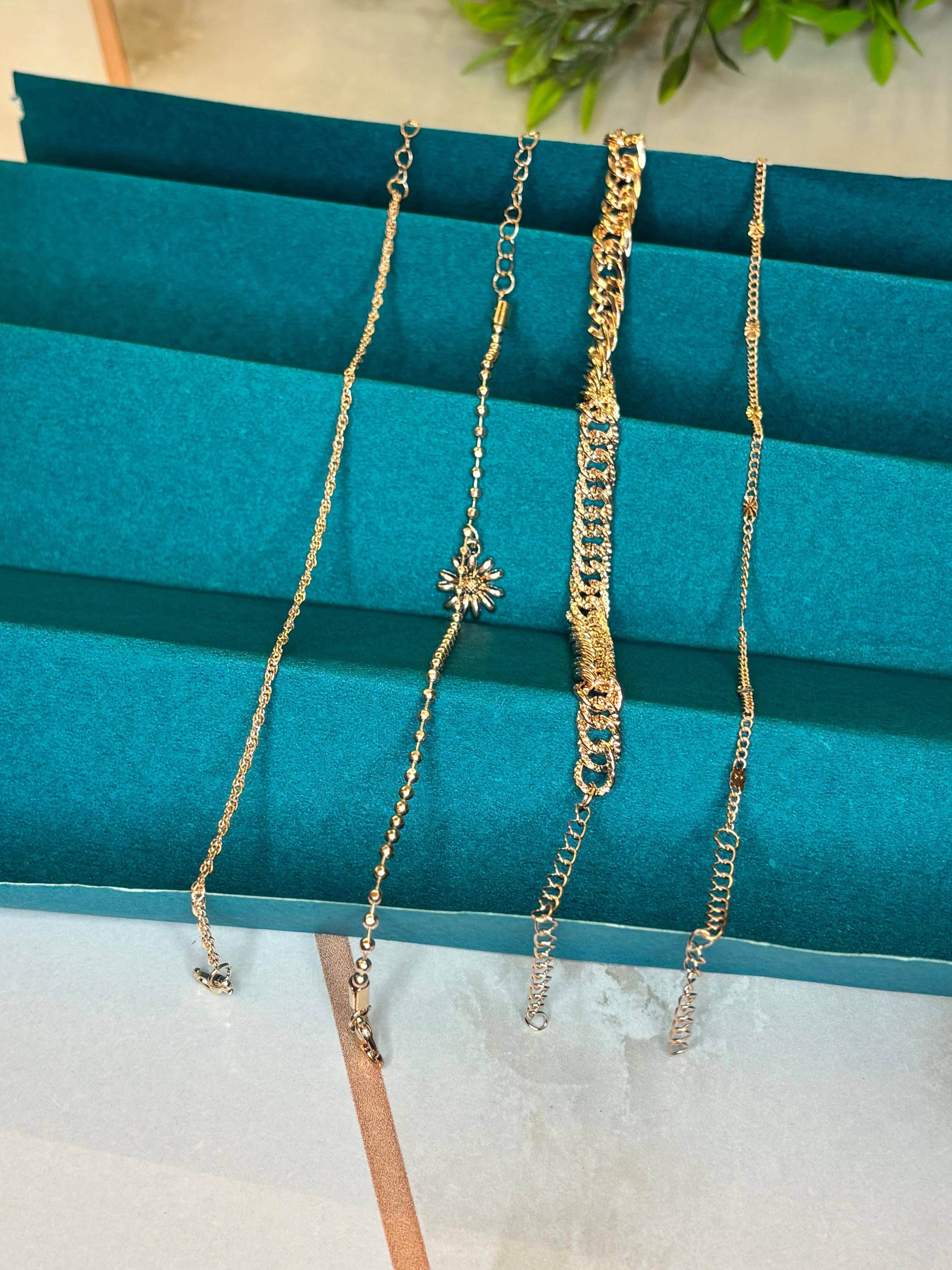 Rose gold charm, bracelet, set-layered elegance