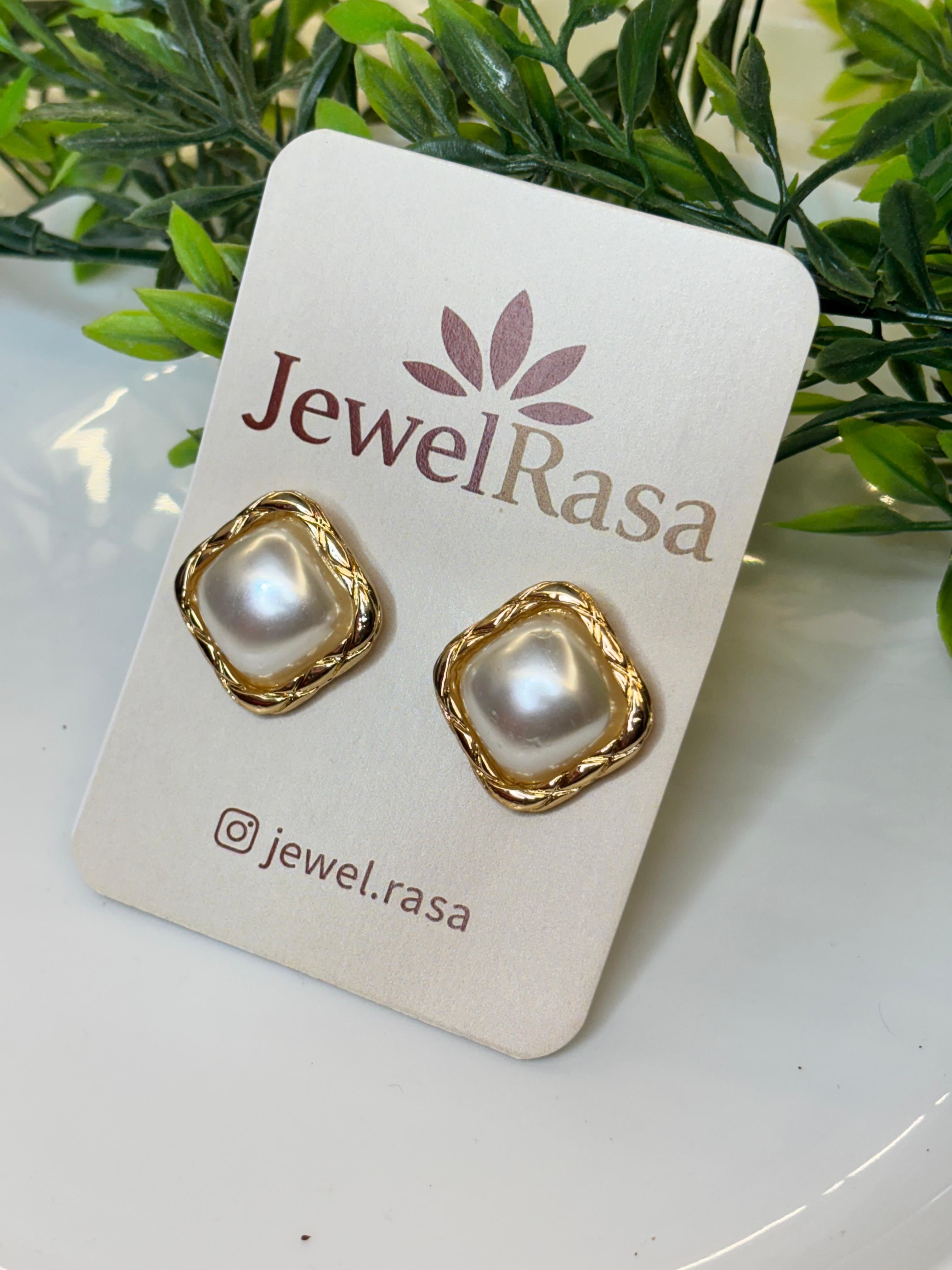 Vintage pearl frame, stud earring, timeless elegance