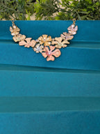 Blossom Glow Floral Statement Necklace – Pastel Pearl Finish & Gold Plated
