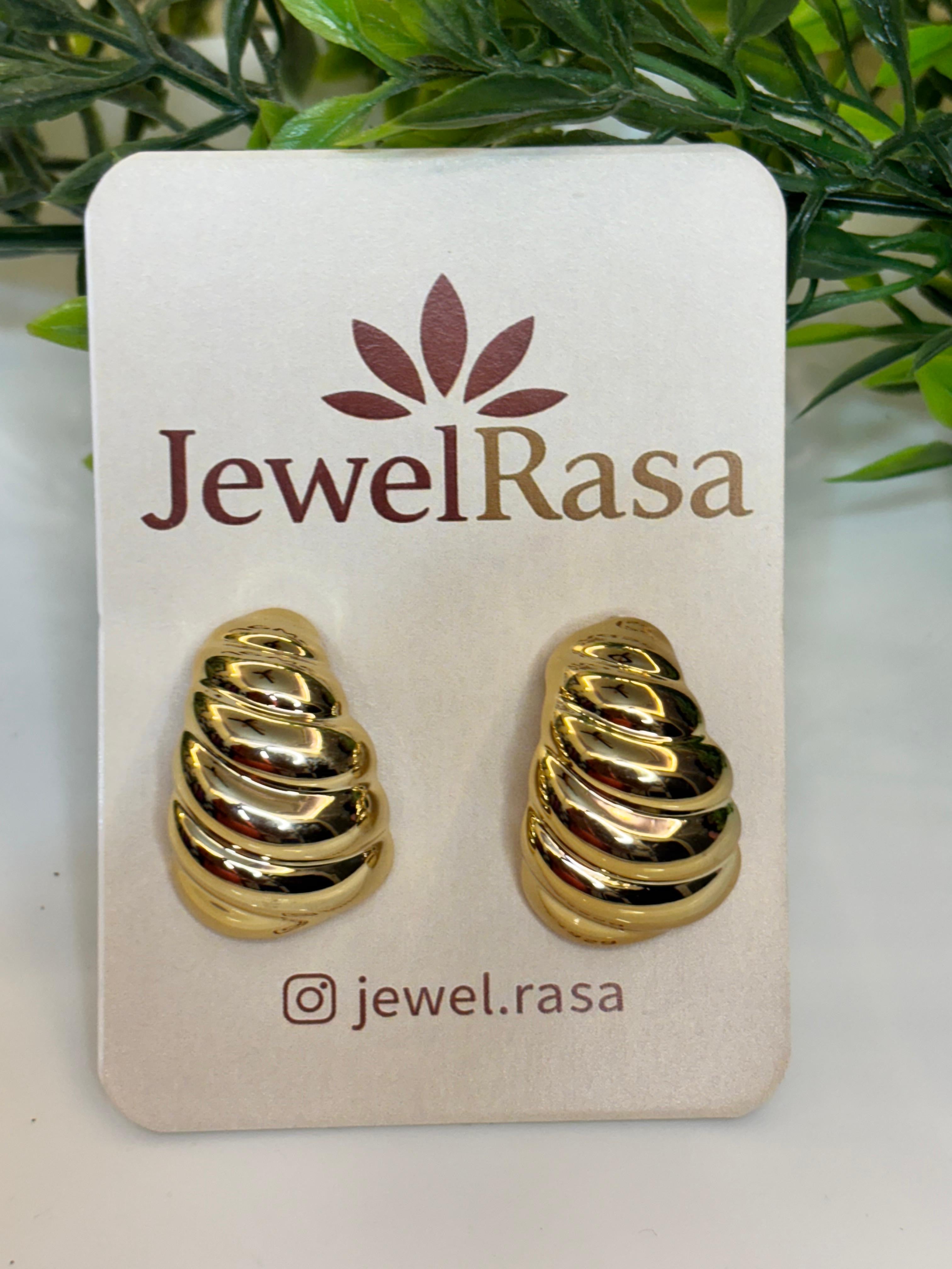 Golden Spiral Dome Statement Earrings