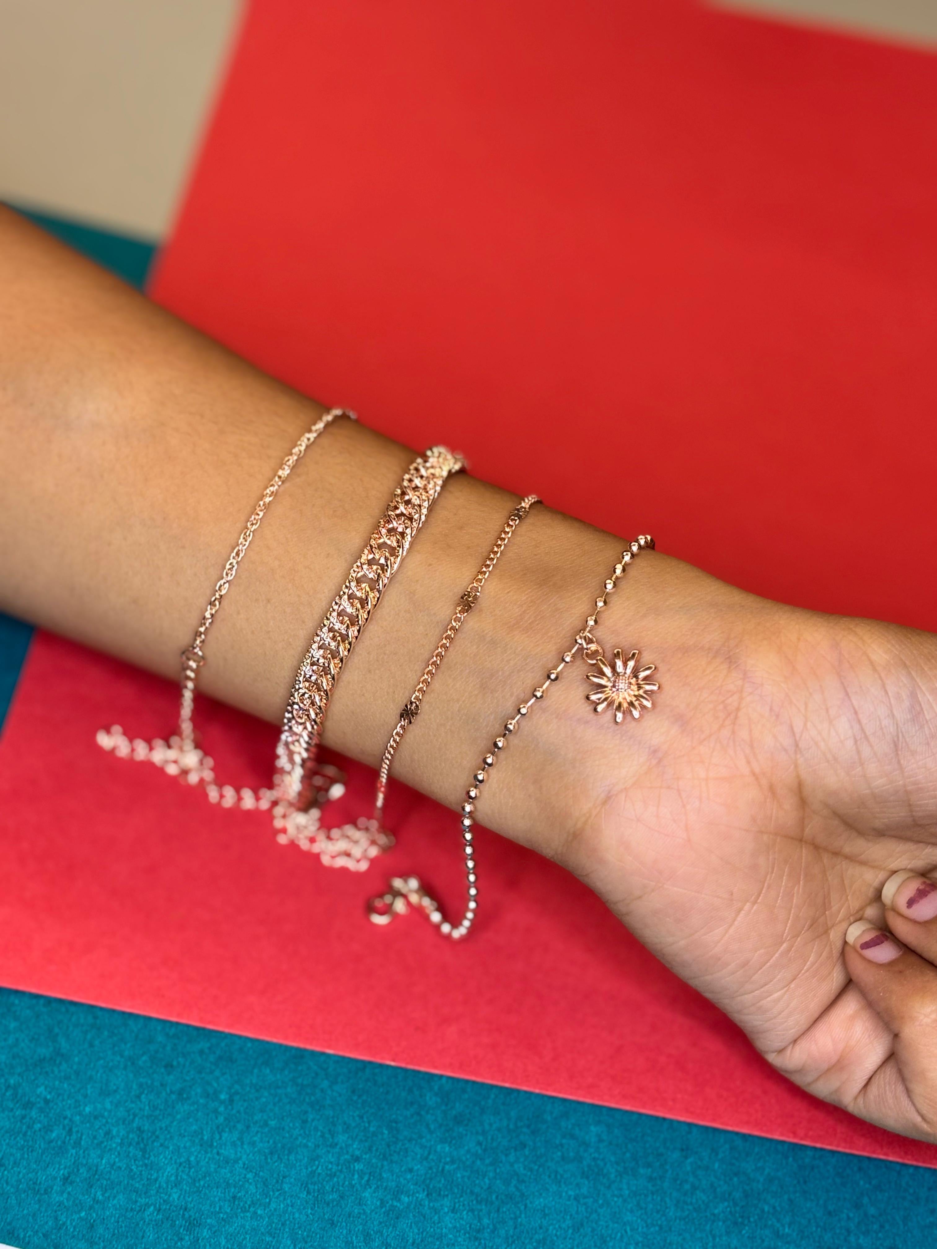 Rose gold charm, bracelet, set-layered elegance