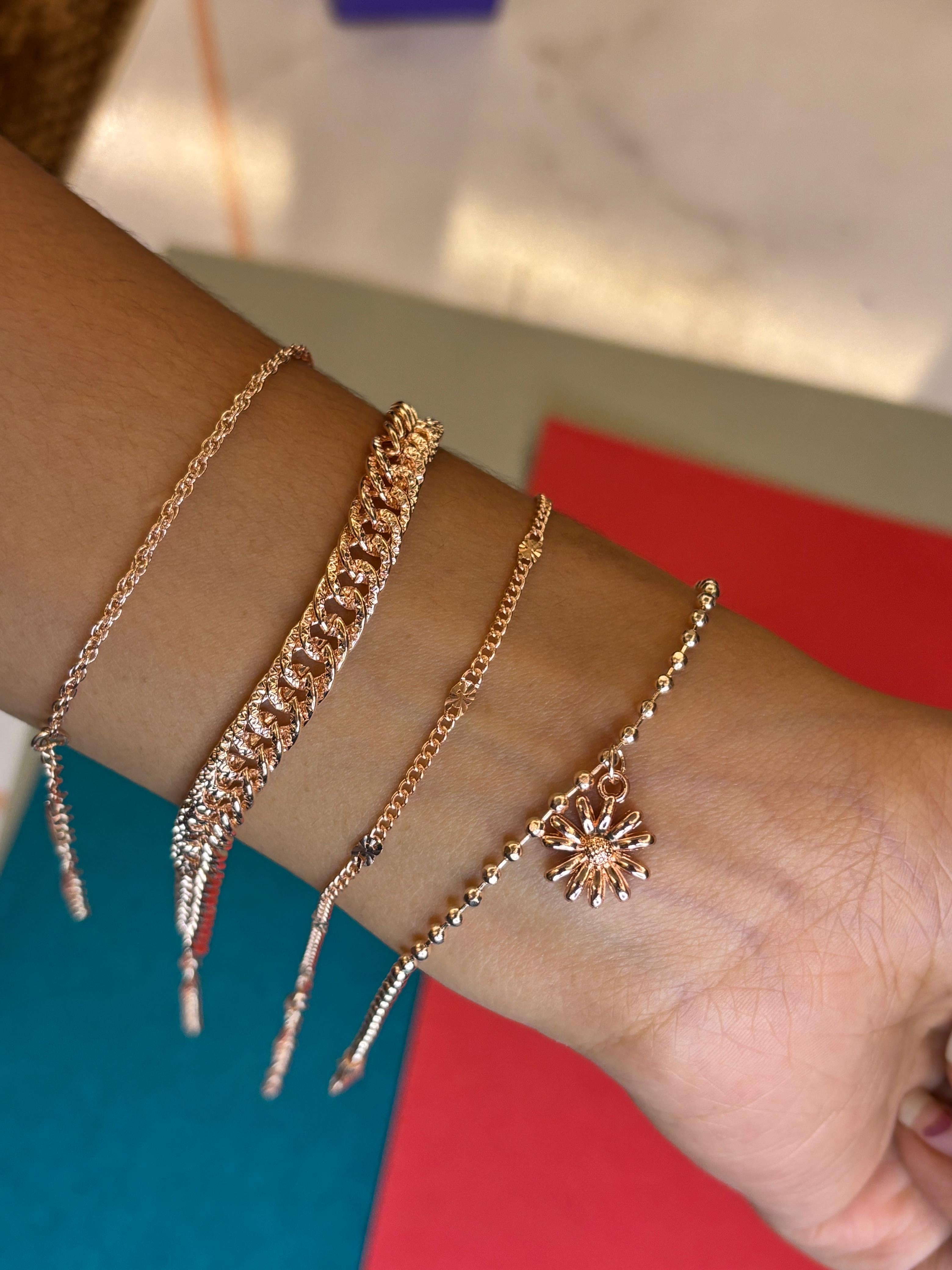 Rose gold charm, bracelet, set-layered elegance