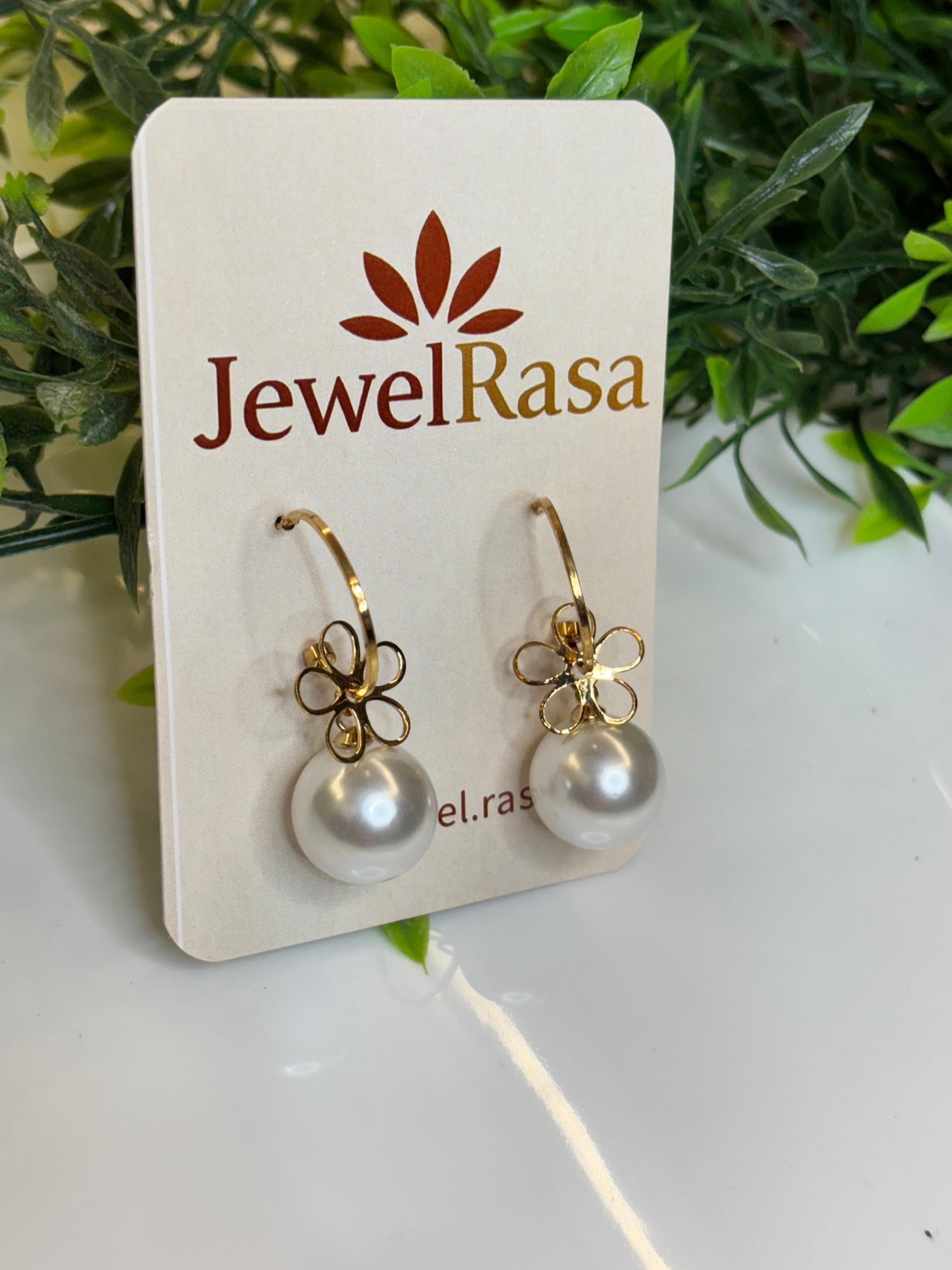 Elegant floral pearl drop earrings